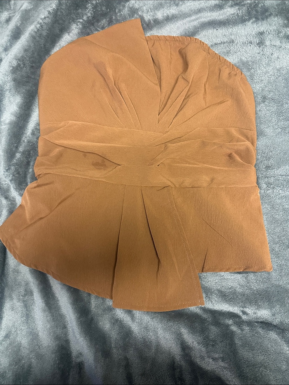 Rust Brown Strapless Peplum Top